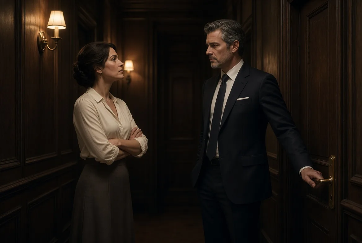 Charlotte confronting Edmund in the hallway outside his study